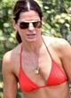 Sandra Bullock in red bikini paparazzi shots pics
