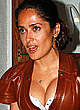 Salma Hayek big cleavage in leather jacket pics
