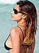 Belen Rodriguez in black bikini on the beach pics