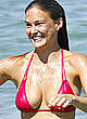 Bar Refaeli deep cleavage in red bikini pics