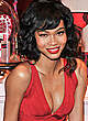 Chanel Iman legs and cleavage in red dress pics