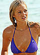 Samara Weaving in blue bikini on the beach pics