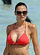 Nicole Minetti sexy in red bikini on a beach pics