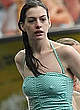 Anne Hathaway hard nips under green bikini pics