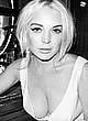 Lindsay Lohan deep cleavage b-&-w photoshoot pics