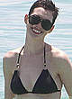Anne Hathaway in black bikini on the beach pics