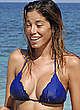 Aida Yespica deep cleavage in blue bikini pics