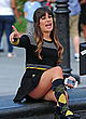 Lea Michele upskirt in various mini skirts pics