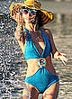 Bai Ling cameltoe in blue swimsuit pics