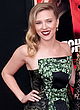 Scarlett Johansson wearing strapless mini dress pics
