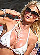 Victoria Silvstedt deep cleavage in white bikini pics
