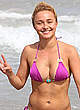 Hayden Panettiere in pink bikini on the beach pics