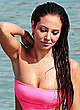 Tulisa Contostavlos in pink swimsuit on the beach pics
