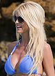 Victoria Silvstedt busty in a blue thong bikini pics
