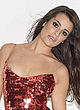 Lea Michele areola peek in red mini dress pics