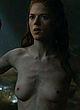 Rose Leslie naked pics - standing topless in a cave