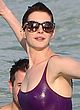 Anne Hathaway showing boobs in wet monokini pics