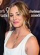 Kaley Cuoco cleavy in white maxi dress pics