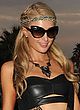 Paris Hilton wearing black leather lingerie pics