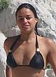 Michelle Rodriguez wearing black bikini poolside pics