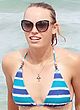 Caroline Wozniacki in skimpy blue striped bikini pics