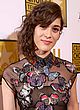Lizzy Caplan naked pics - naked under a see-thru dress