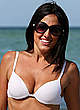 Claudia Romani in white bikini on a beach pics