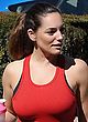 Kelly Brook busty in tiny red top & tights pics