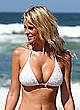 Rhian Sugden deep cleavage in white bikini pics