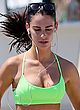 Jessica Lowndes jogging in sports bra & tights pics