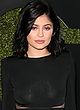 Kylie Jenner braless in a black sheer dress pics