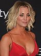 Kaley Cuoco cleavy and leggy in red dress pics