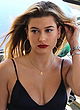 Hailey Baldwin busty in tiny black belly top pics