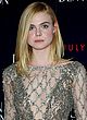 Elle Fanning braless in a see-through dress pics