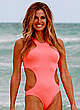 Kelly Bensimon in peach swimsuit on a beach pics