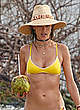 Alessandra Ambrosio in yellow bikini on a beach pics