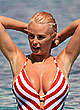 Rhian Sugden  in red striped swimsuit pics