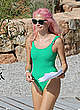 Pixie Lott in a green swimsuit in ibiza pics