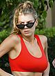 Charlotte McKinney busty in sport bra and tights pics