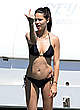 Adriana Lima in black bikini on a yacht pics