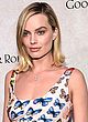 Margot Robbie busty in butterfly-print gown pics