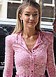 Gigi Hadid in pink see through blouse pics