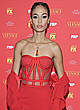 Joan Smalls red dressed at premiere pics