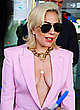 Lady Gaga braless under pink suit pics