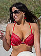 Claudia Romani cleavage in red lingerie pics