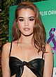 Paris Berelc busty in a leather bra-top pics