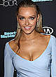 Camille Kostek sexy cleavage in blue dress pics