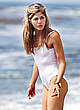 Selma Blair in white swimsuit on a beach pics