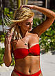 Ashley James in red bikini on a beach pics