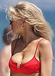 Charlotte McKinney busty in a red thong bikini pics